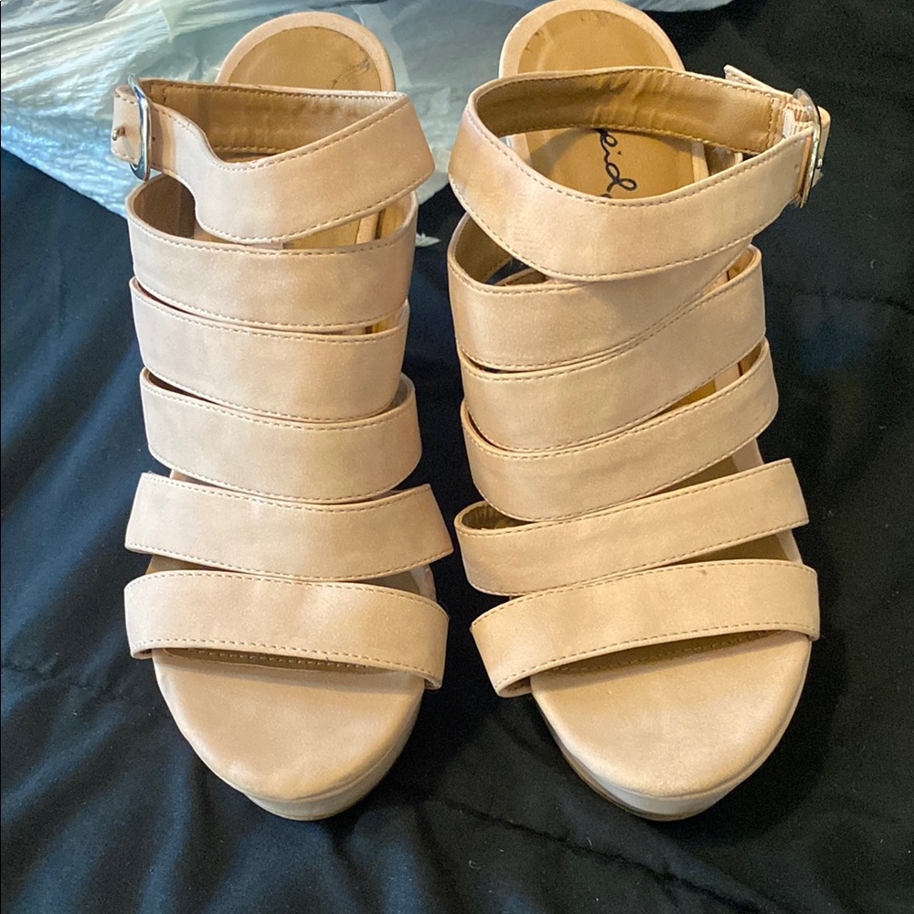 Cupid Tan Strappy Sandals with Ankle Strap